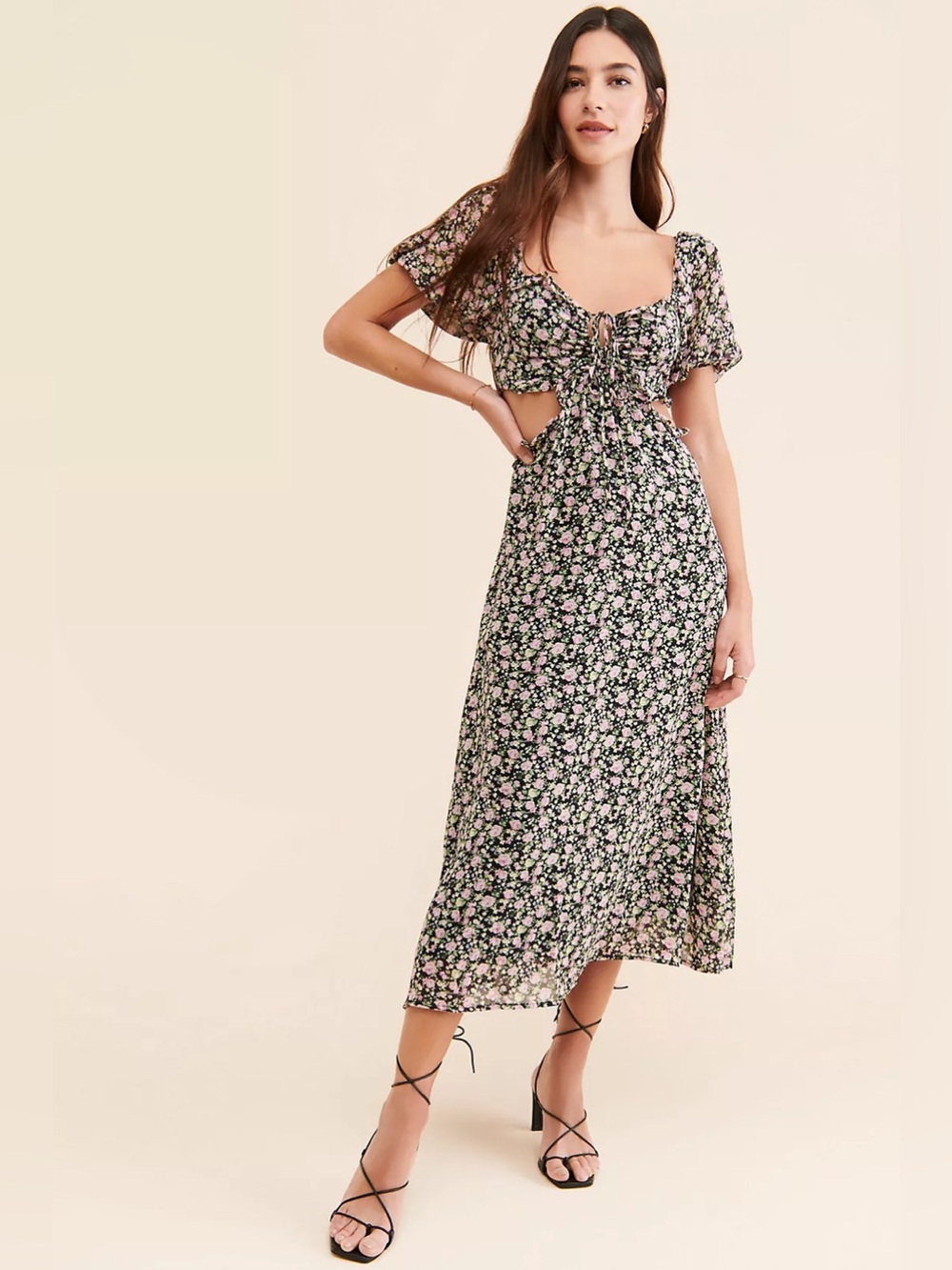 ASTR the Label Ruffle Cutout Midi Dress